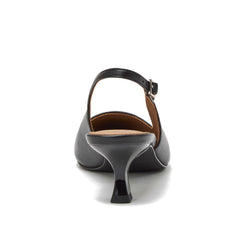 Women's Leather Slingback Cap Toe Kitten Heels