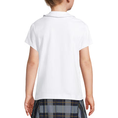 Girls Short Sleeve Ruffled Peter Pan Collar Knit Shirt