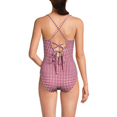 Women's Lace Up One Piece Swimsuit