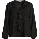 Women's Chiffon Ruffle Front Pleated Blouse