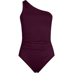 Women's Plus Size Shirred One Shoulder One Piece Swimsuit