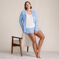 Women's Plus Size Cooling 3 Piece Pajama Set - Long Sleeve Top Cami and Shorts