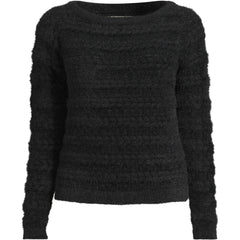 Women's Fuzzy Eyelash Cable Boatneck Sweater