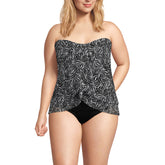 Women's Plus Size Chlorine Resistant Mesh Bandeau High Leg Fauxkini One Piece Swimsuit