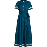 Women's Petite Cotton Voile Button Front Maxi Dress