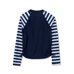 Girls Chlorine Resistant Long Sleeve Zip Front Rash Guard