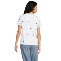 Women's Petite Relaxed Supima Cotton Embroidered Crew Neck T-Shirt