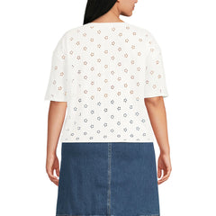 Women's Plus Size Short Sleeve Eyelet Crewneck T-Shirt