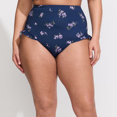 Women's Plus Size Ruffle High Waisted High Leg Bikini Bottoms