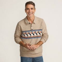 Men's Long Sleeve Cozy Cotton Blend Polo