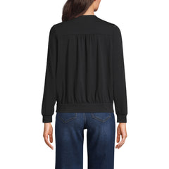 Women's Long Sleeve Lightweight Jersey Surplice Blouse