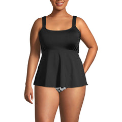 Women's Plus Size Adjustable Scoop Neck Flutter Tankini Top