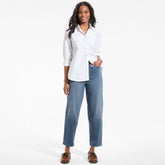 Women's Starfish High Rise Knit Denim Barrel Leg Ankle Jeans