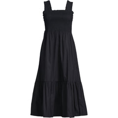 Women's Cotton Poplin Ruffle Smocked Dress