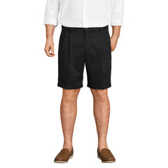 Men's Big and Tall No Iron 9" Comfort Waist Pleated Front Chino Short