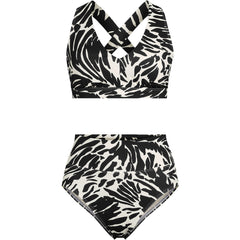 Women's Plus Size V-Neck Bikini and High Waisted Bottom Swimsuit Set