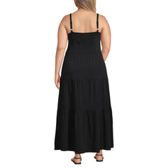 Women's Plus Size Cotton Modal Twist Front Tiered Maxi Dress