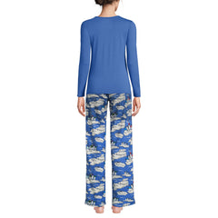 Women's Tall Pajama Gift Set - Knit Long Sleeve Top and Flannel Pants