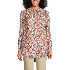 Women's Linen A-Line Long Sleeve Tunic Top