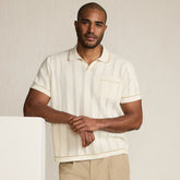 Men's Short Sleeve Textured Tipped Sweater Polo