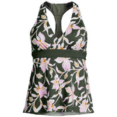 Women's Long Torso V-Neck Racerback Flutter Tankini
