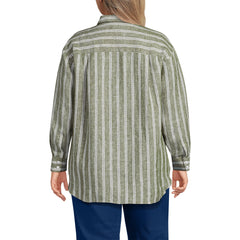 Women's Plus Size Linen Oversized Button Front Shirt