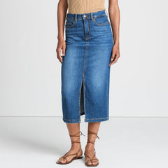 Women's Soft Denim Midi Column Skirt