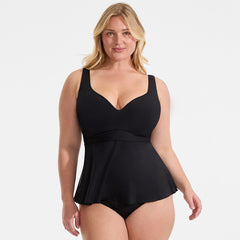Women's Plus Size Sweetheart Belted Flutter Tankini