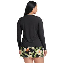 Women's Plus Size SunShade UPF 50 Long Sleeve Rash Guard Swim Tee