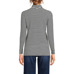Women's Petite Relaxed Cotton Long Sleeve Mock Turtleneck