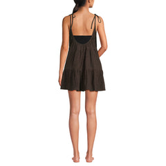 Women's Petite Oversized Cotton Gauze Tiered Mini Cover-up Dress