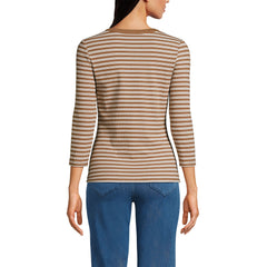 Women's 3/4 Sleeve Polished Rib Henley Top