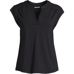 Women's Cap Sleeve Lightweight Jersey Lace Shoulder Tee