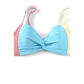 Women's DDD-Cup Chlorine Resistant Twist Underwire Bikini Top Swimsuit Adjustable Straps Seersucker
