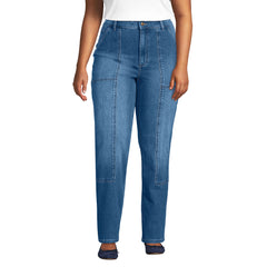 Women's Plus Size Soft Denim High Rise Rail Straight Leg Utility Jeans