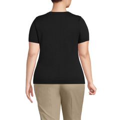 Women's Plus Cotton Modal Short Sleeve Jewel Neck Pullover Sweater