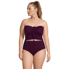 Womens Plus Size Ruched Halter Midkini Top