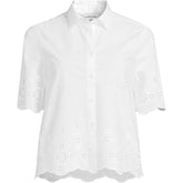 Women's Plus Size Poplin Eyelet Button Front Shirt