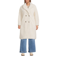 Women's Plus Size Double Breasted Sherpa Fleece Coat