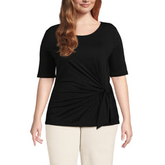 Women's Plus Size Lightweight Jersey Tie Front Top
