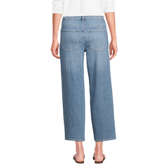Women's Petite Soft Denim Mid Rise Relaxed Straight Crop Jeans