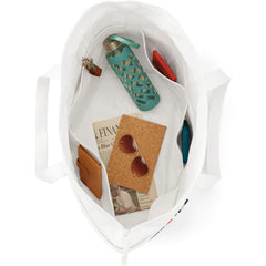 Extra Large Print 5 Pocket Zip Top Long Handle Canvas Tote Bag
