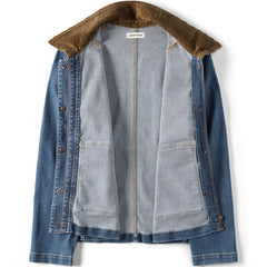 Women's Plus Size Corduroy Collared Denim Jacket