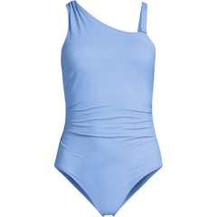 Women's Shirred One Shoulder One Piece Swimsuit
