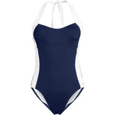 Women's Plus Size Halter Cut Out High Leg One Piece Swimsuit