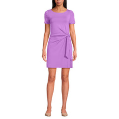 Women's Short Sleeve Cotton Modal Wrap Above the Knee Dress