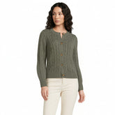 Women's Drifter Classic Cable Crew Neck Cardigan Sweater