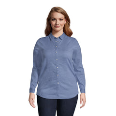 Women's Plus Size Reversible Boyfriend Fit Long Sleeve Tunic Top