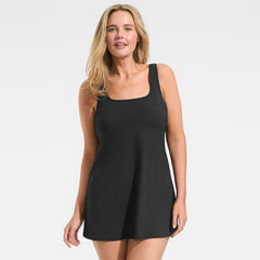 Women's Plus Size Scoop Neck Mini Swim Dress Swimsuit