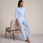 Women's Petite Knit 2 Piece Pajama Set - Long Sleeve Top and Pants